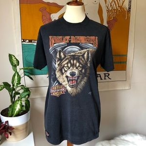 RARE Vintage ‘91 Harley Davidson 3D wolf tee